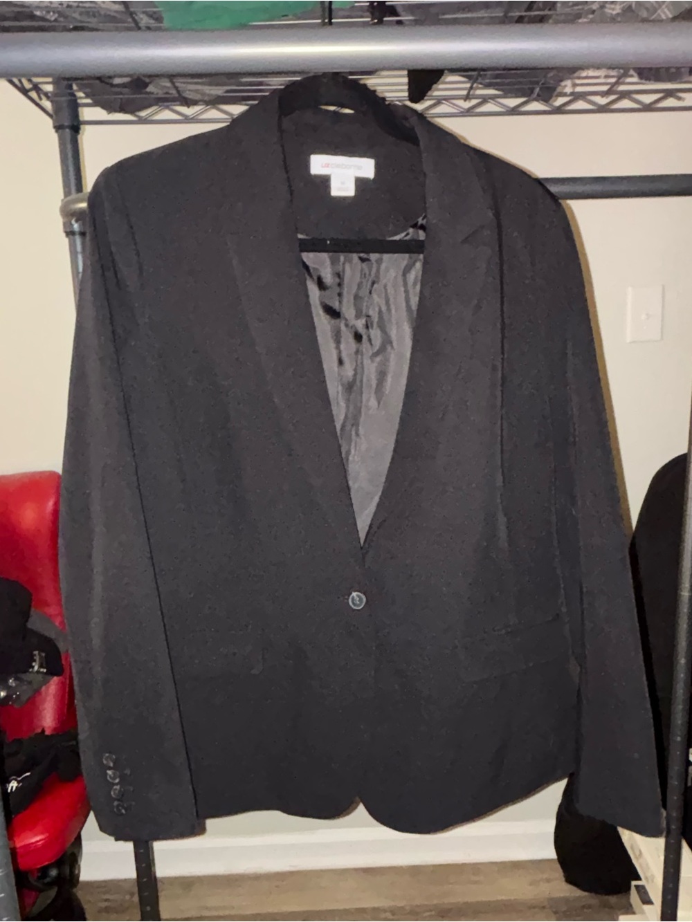 Liz Claiborne Black 2-Piece Skirt Suit Jacket & Skirt Size 14 Notch Lapel